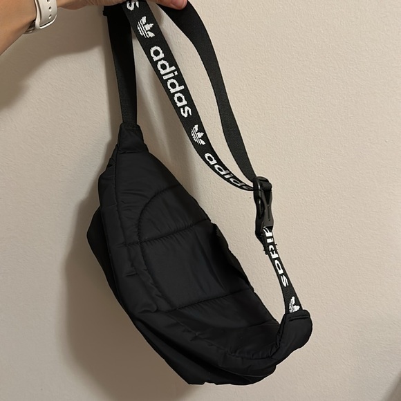 Adidas Black Waist Bag Crossbody with Logo | 2 Zippered Pockets - Picture 5 of 5